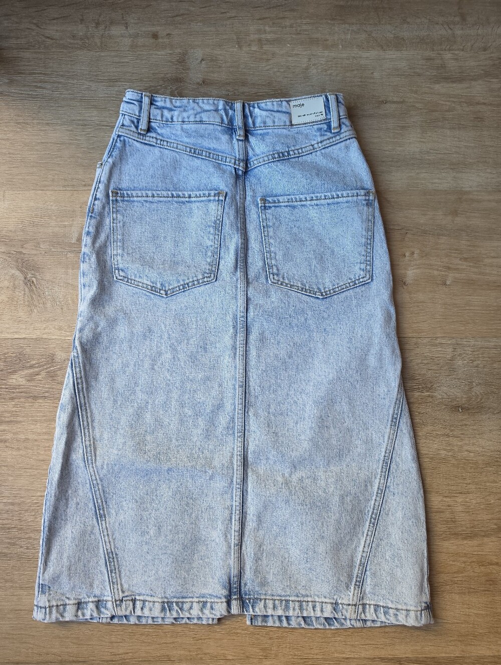 Maje Light Wash Denim Midi Skirt Size 34 - Picture 2 of 7